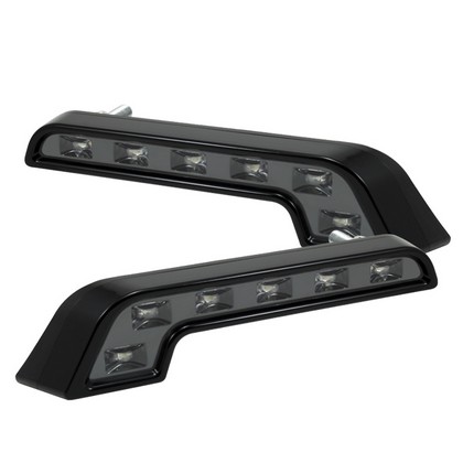 Spyder Universal Black Housing White LED Daytime Running Lights - Click Image to Close